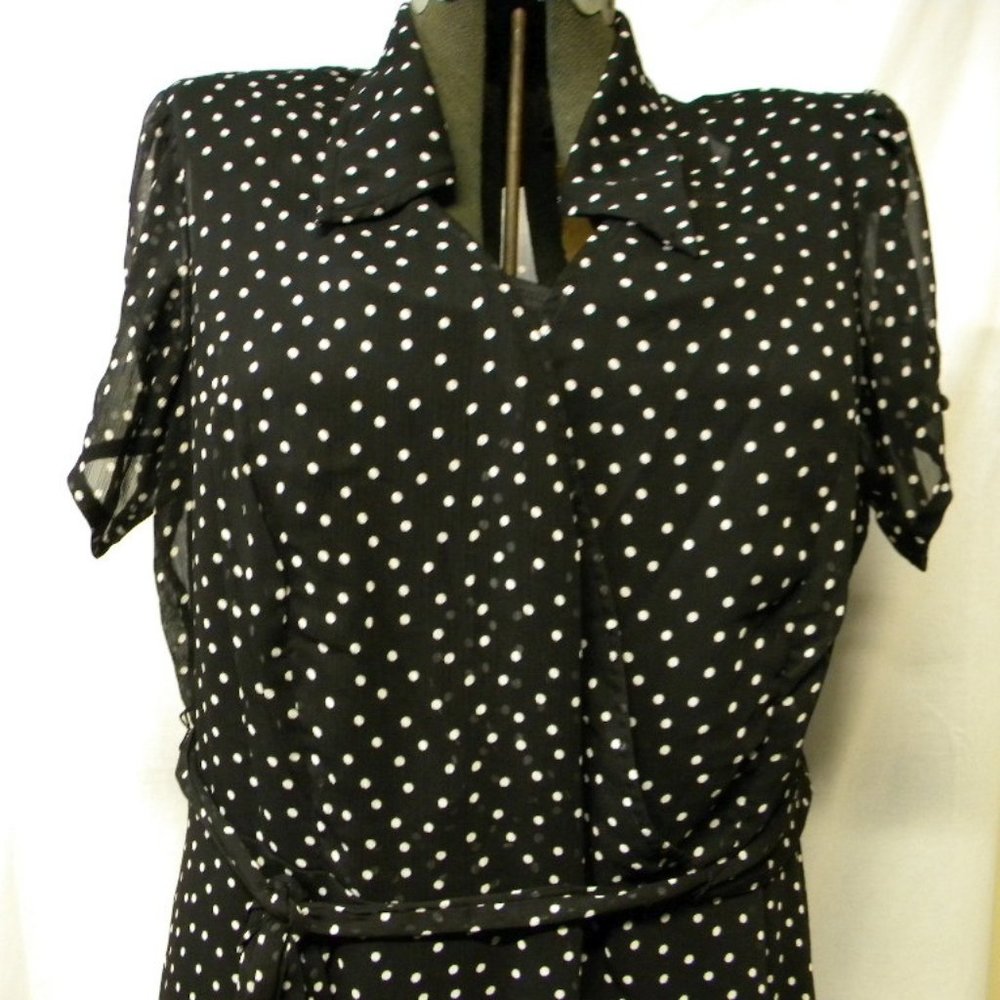 Lane Bryant Black White Polka Dot Retro Dress 24